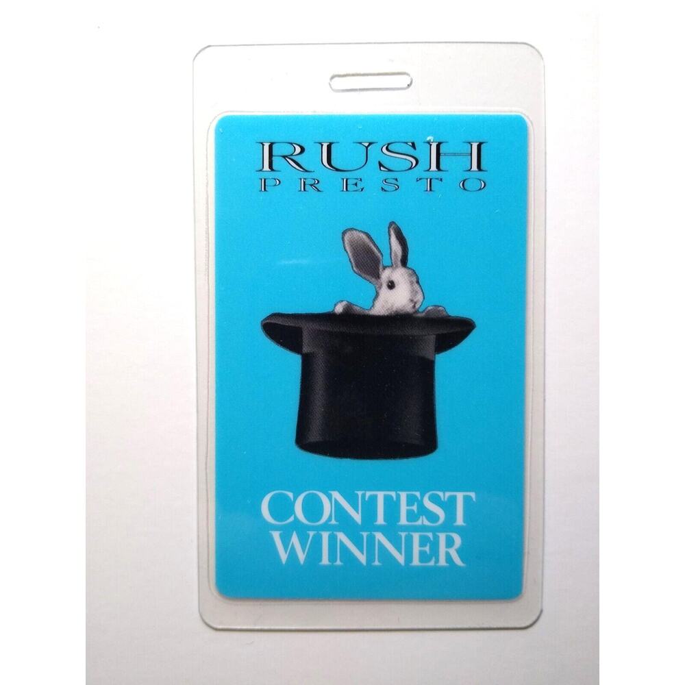 Rush Presto Winner Backstage Pass Original 1990 Concert Tour Hard Rock Bunny Hat
